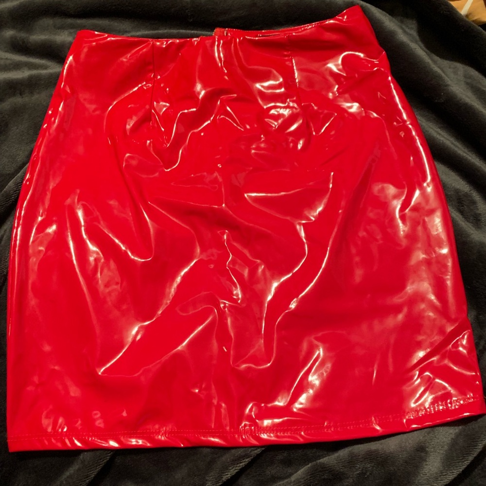 Latex mini skirt
